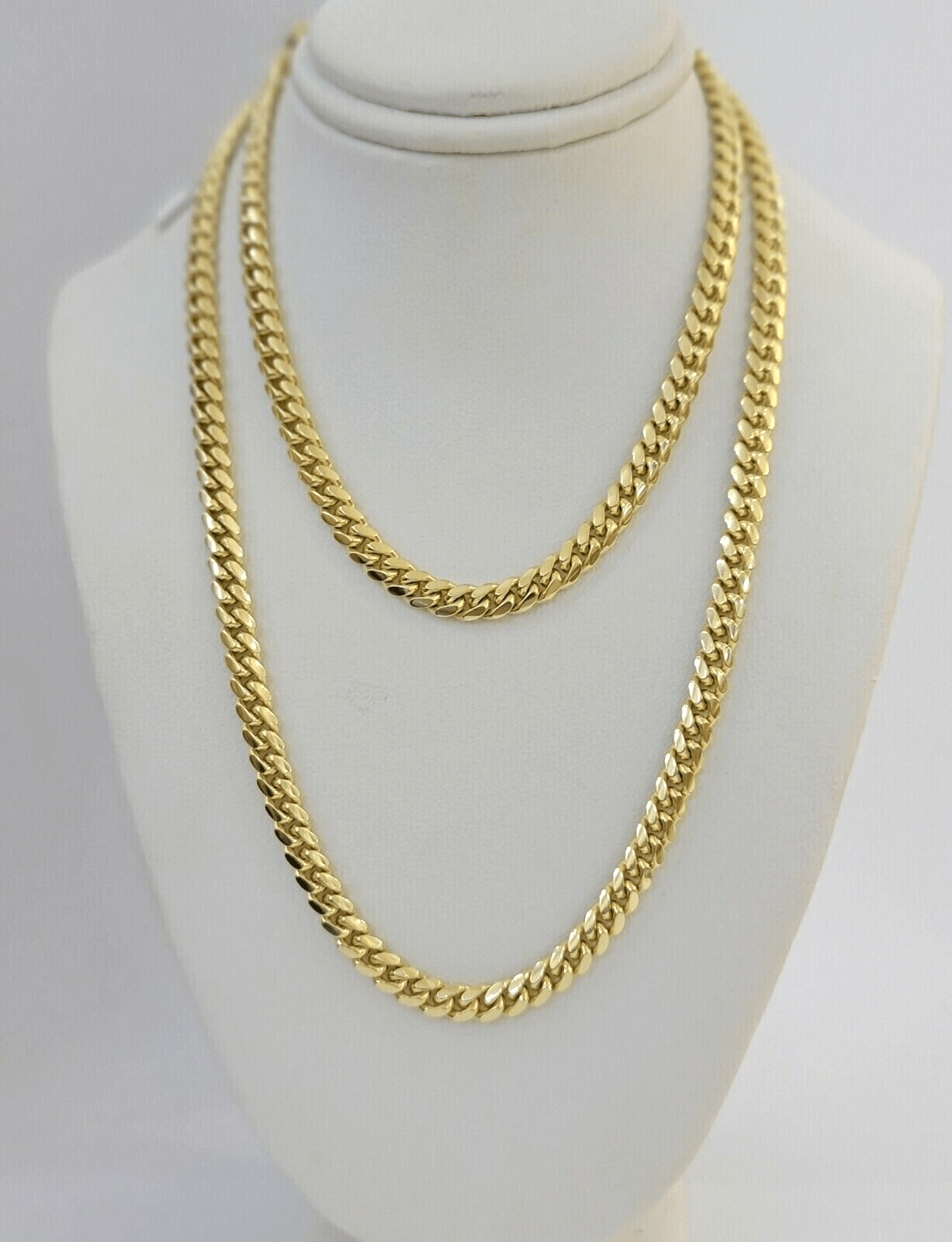 Solid 14k Yellow Gold chain 22 Inch Miami Cuban Necklace 4mm STRONG Links REAL - GoldenlinQ